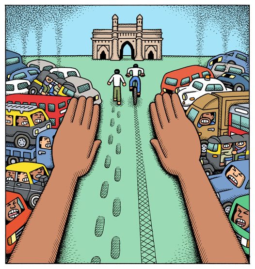 Carfree Day Mumbai by Andy Singer