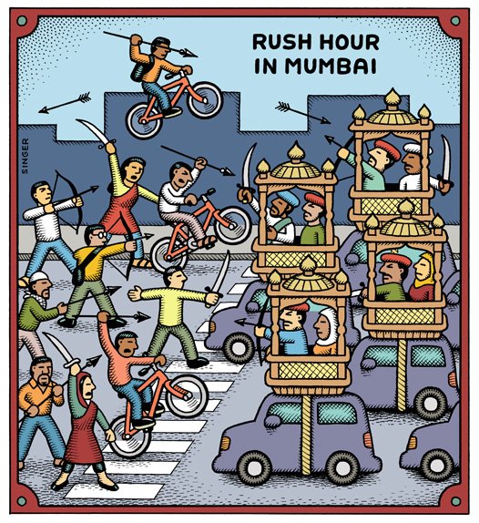 Rush hour Mumbai by Andy Singer